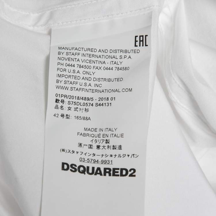 Pre Owned Dsquared2 White Cotton Button Front Shirt XL