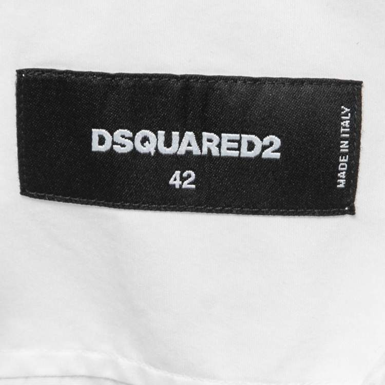 Pre Owned Dsquared2 White Cotton Button Front Shirt XL