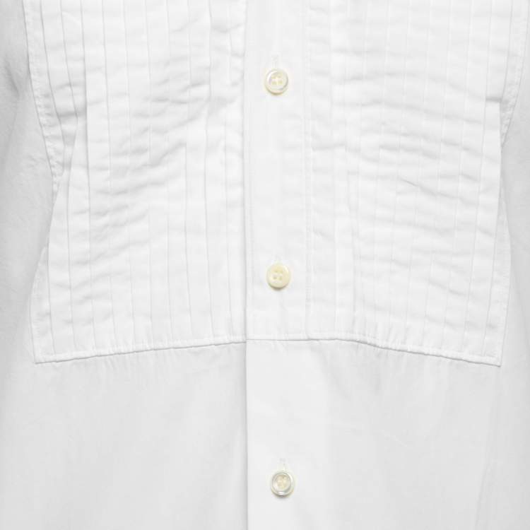 مملوكة مسبقًا Dsquared2 White Cotton Tuxedo Shirt S