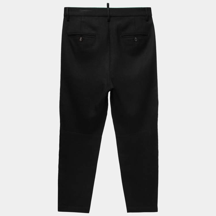 Pre Owned Dsquared2 Black Wool Quilted Knee Trousers XS