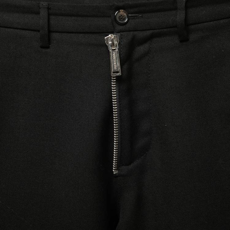 Pre Owned Dsquared2 Black Wool Quilted Knee Trousers XS