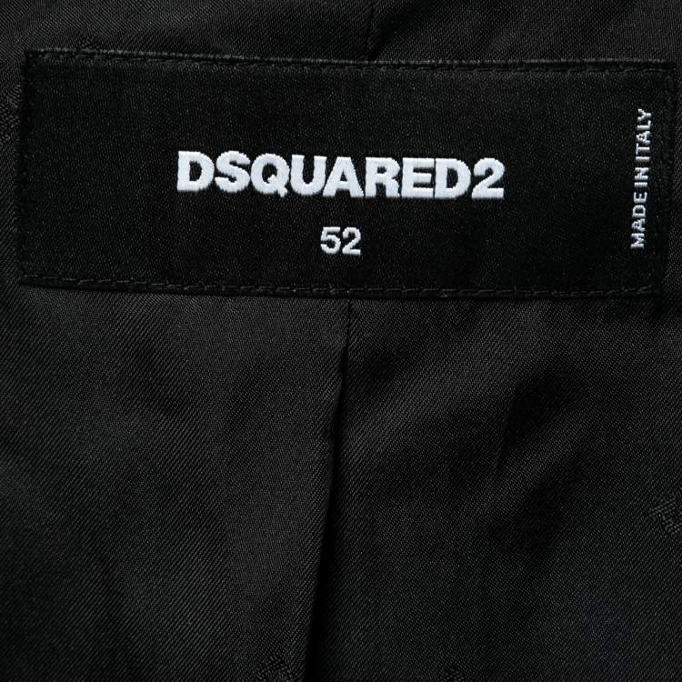 Pre Owned Dsquared2 Black Wool Zipper Detail Blazer XL