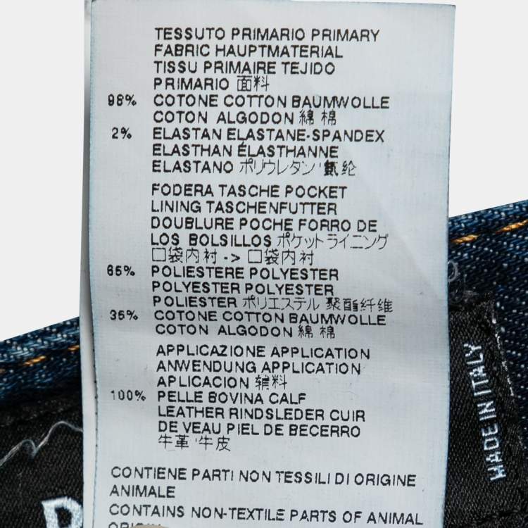 Pre Owned Dsquared2 Blue Distressed Denim Skinny Jeans L Waist 34"