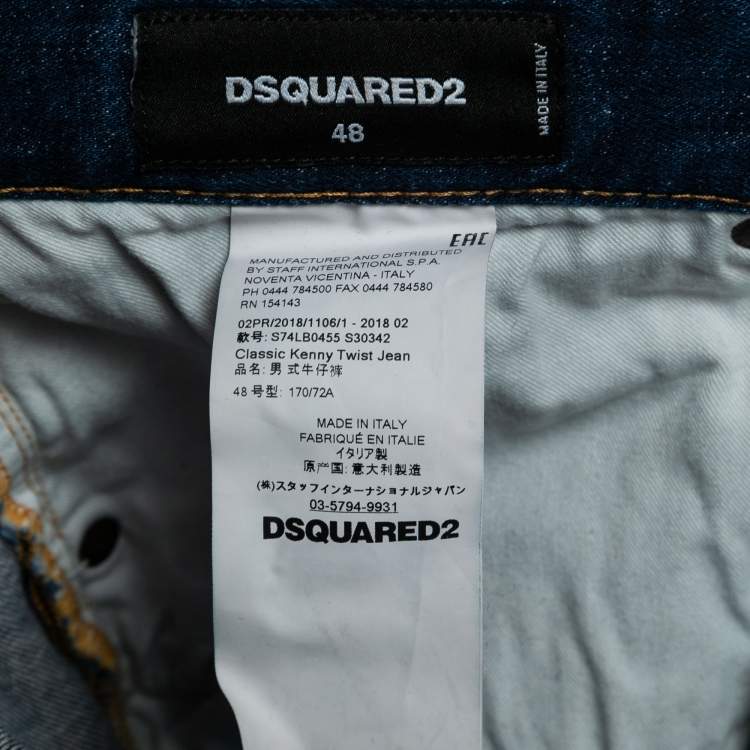Pre Owned Dsquared2  Blue Distressed Denim Classic Kenny Twist Jeans M Waist 34"