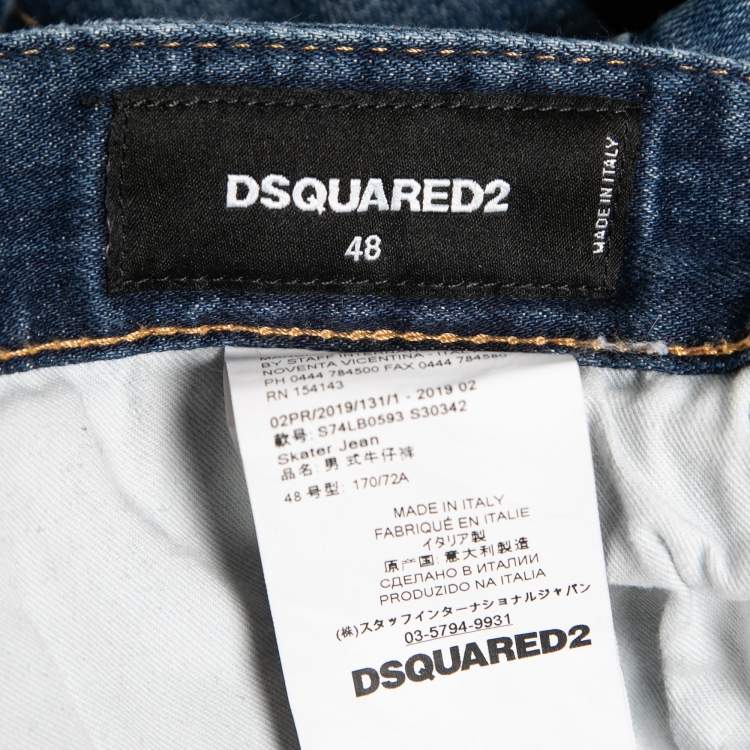 Pre Owned Dsquared2 Blue Distressed Denim Skater Jeans M Waist 32"