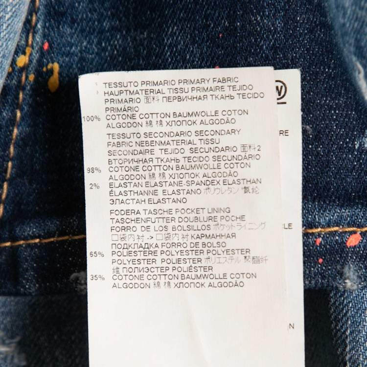 Pre Owned Dsquared2 Blue Distressed Denim Paint Splatter Printed Jeans M Waist: 34"