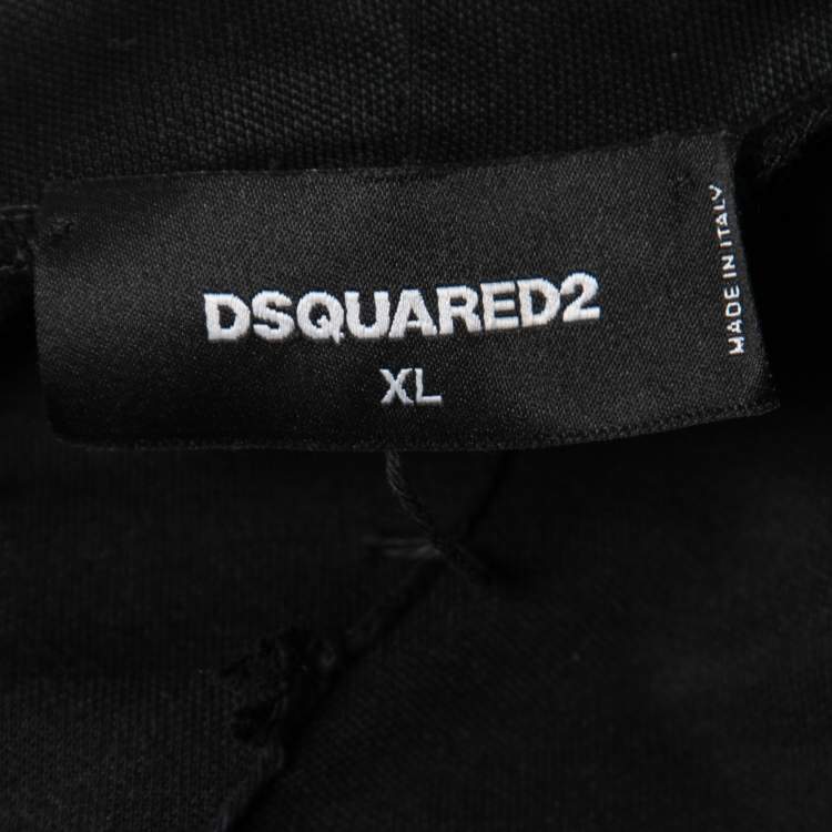 Pre Owned Dsquared2 Black Jersey Side Stripe Detail Zip-Up Jacket XL