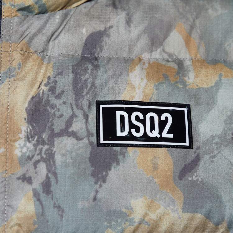 Pre Owned Dsquared2 Camouflage Printed Hooded Down Jacket L