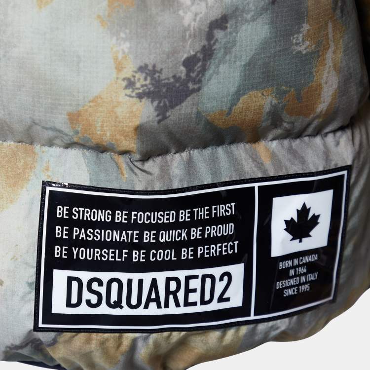 Pre Owned Dsquared2 Camouflage Printed Hooded Down Jacket L