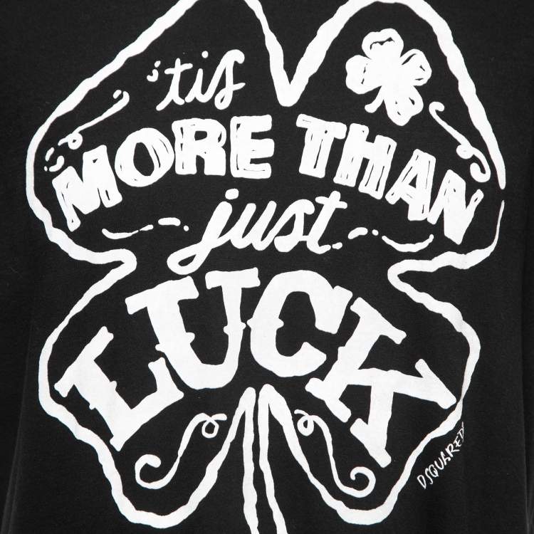 Pre Owned Dsquared2 Black Luck Print Cotton Cigarette Fit T-Shirt L