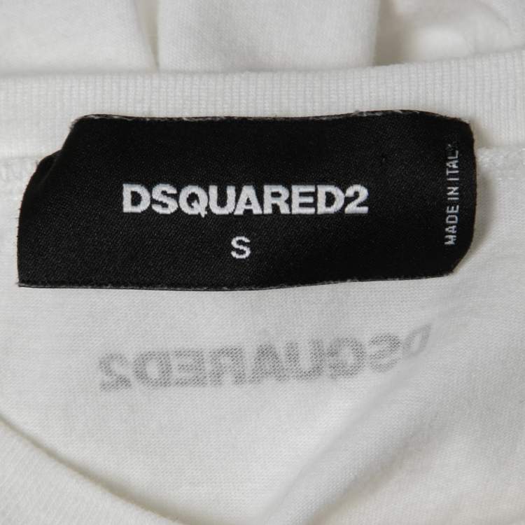 Pre Owned Dsquared2 White I'M a Dubai Icon Print Cotton Crew NecK T-Shirt S
