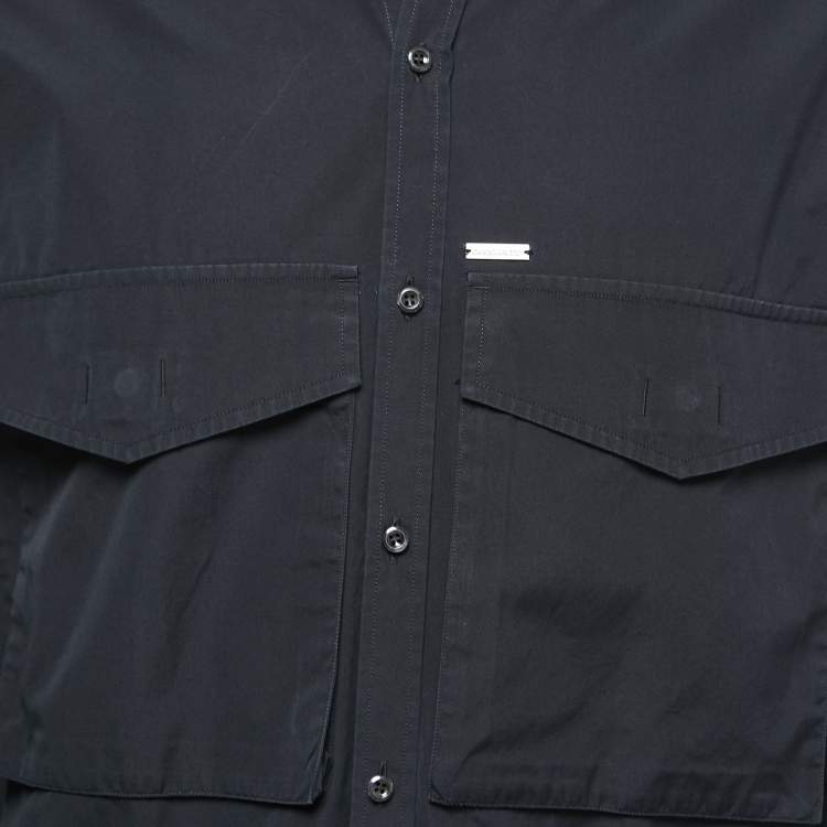 Pre Owned Dsquared2 Black Cotton Pocket Detailed Button Front Shirt XS