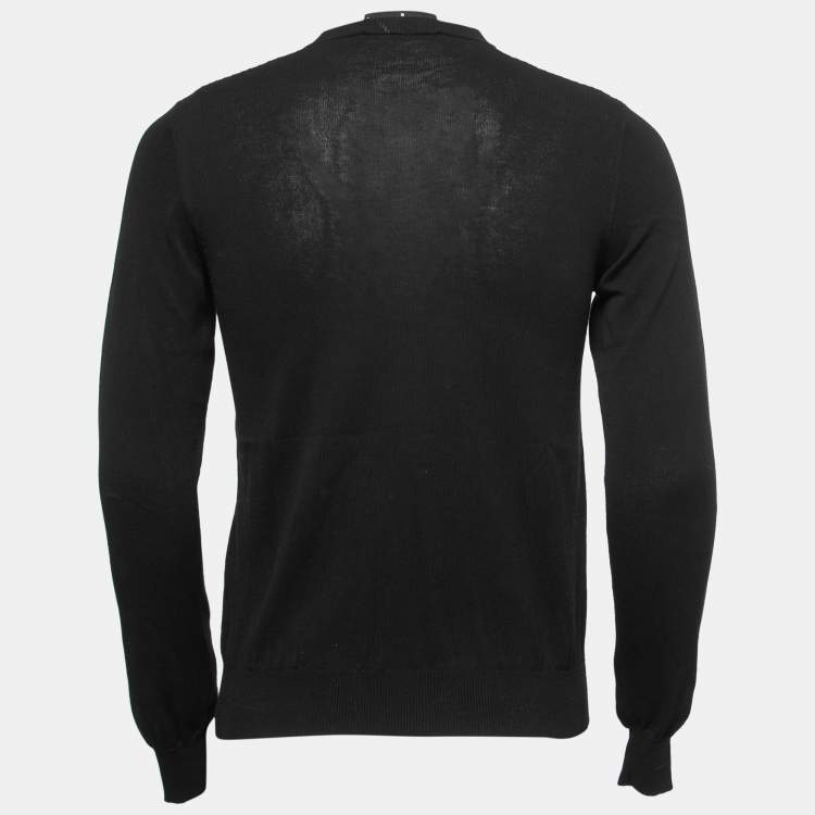 Pre Owned Dsquared2 Black Neon Motif Stretch Knit Crew Neck Jumper S