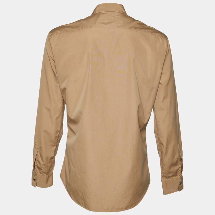 Pre Owned Dsquared2 Brown Cotton Applique Detail Button Front Shirt XL