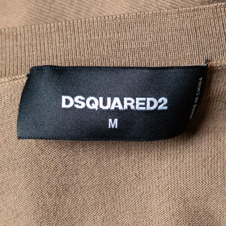 Pre Owned Dsquared2 Brown Wool Double Layered Cardigan M