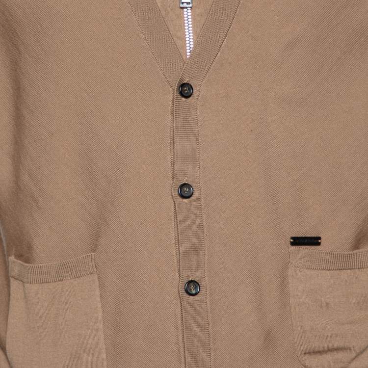 Pre Owned Dsquared2 Brown Wool Double Layered Cardigan M