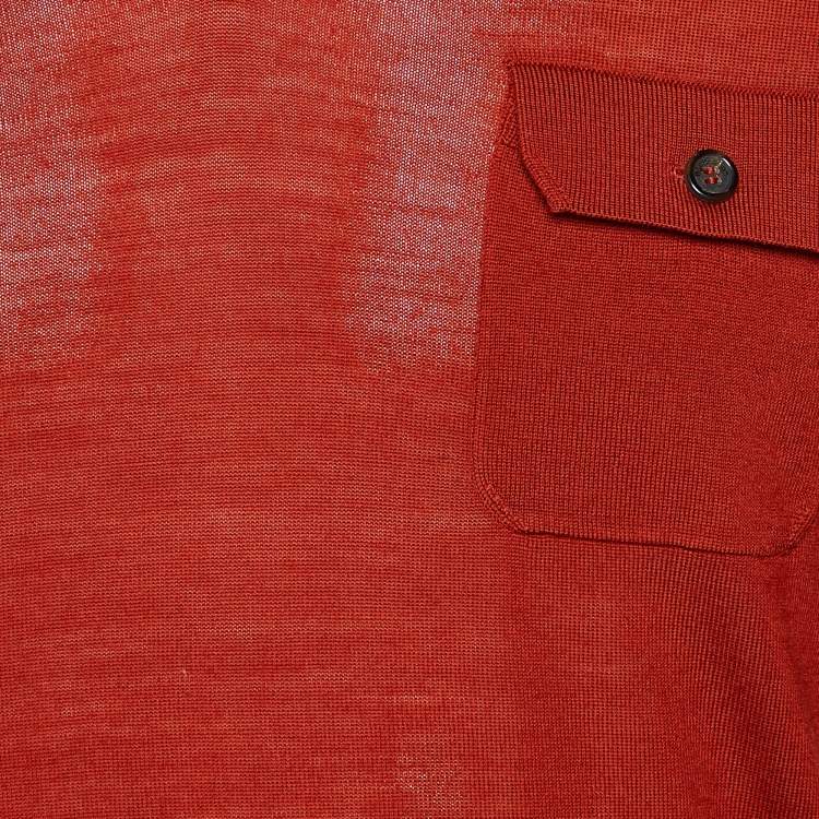 Pre Owned Dsquared2 Brick Orange Wool Knit V-Neck Pullover M