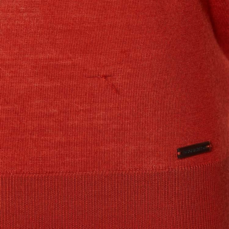 Pre Owned Dsquared2 Brick Orange Wool Knit V-Neck Pullover M