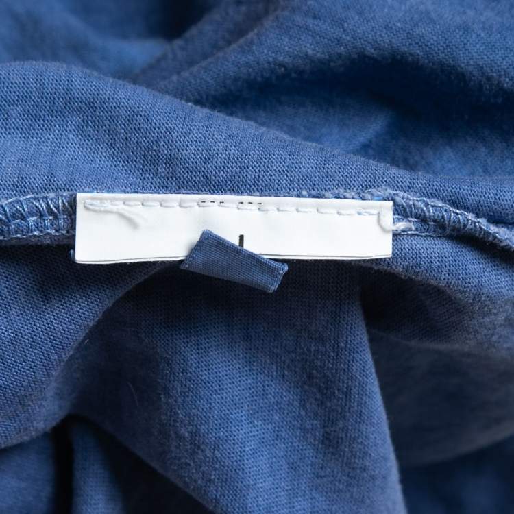 Pre Owned Dsquared2 Blue Logo Embroidered Cotton Crew Neck Half Sleeve T-Shirt L