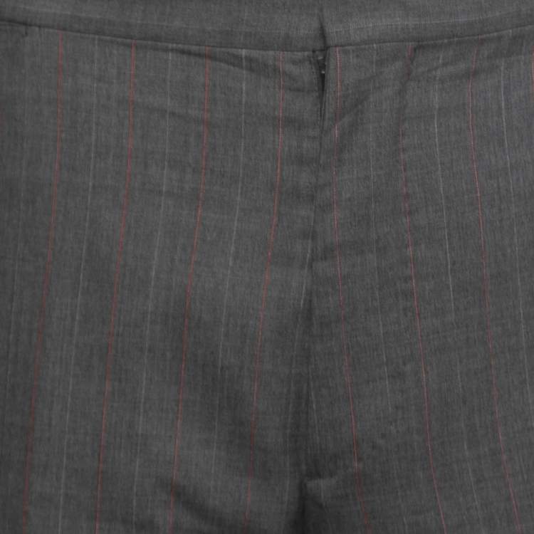 Pre Owned Dsquared2 Grey Pinstriped Wool Formal Pants XL