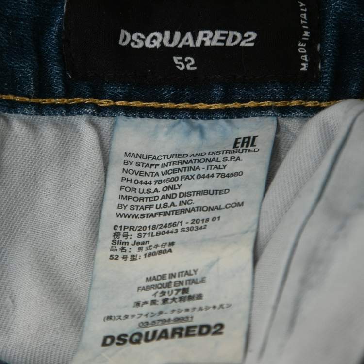 Pre Owned Dsquared2 Blue Denim Slim Jeans XL