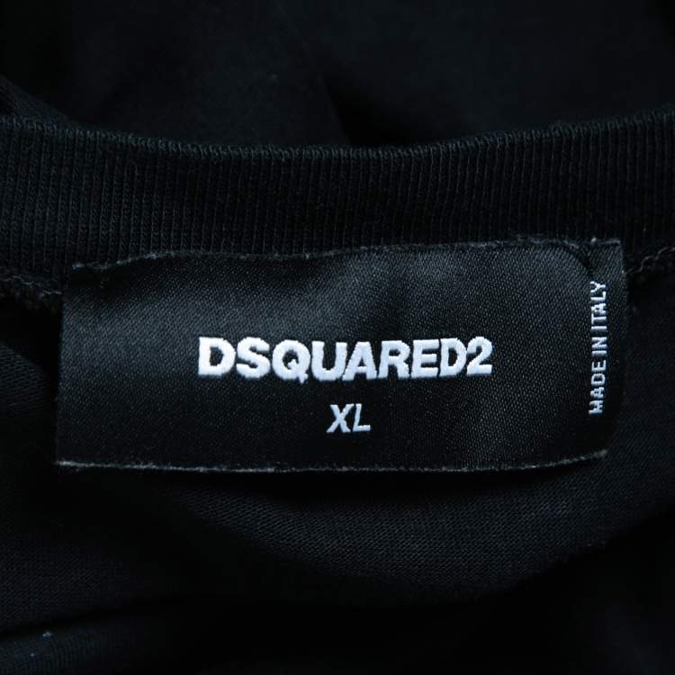 Pre Owned Dsquared2 Black Print Cotton Tank T-Shirt XL