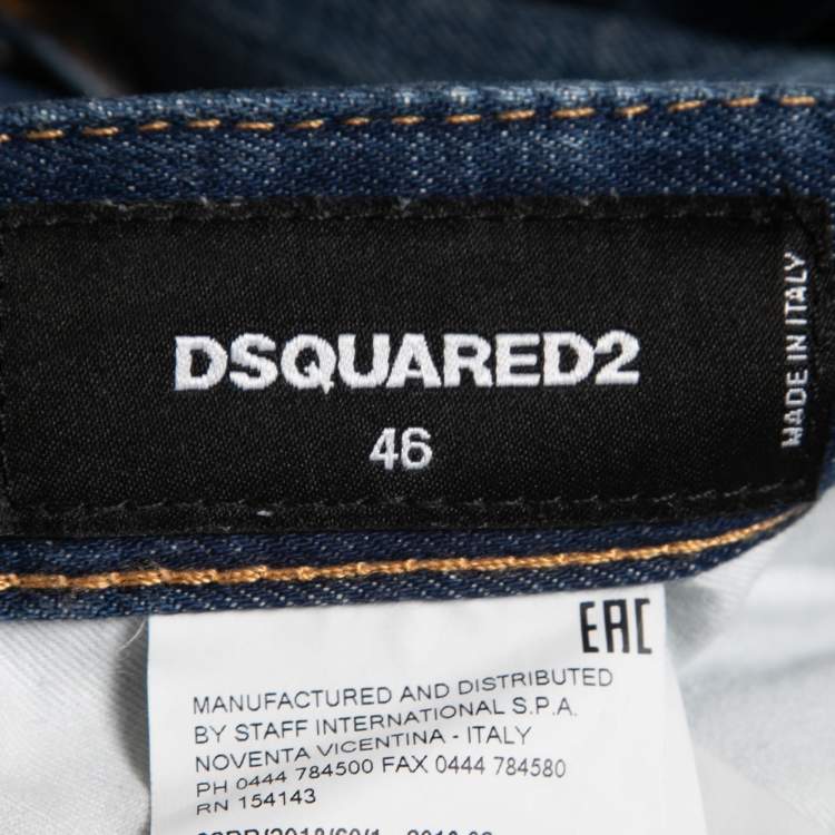 Pre Owned Dsquared2 Blue Washed & Distressed Denim Jeans S Waist 32"
