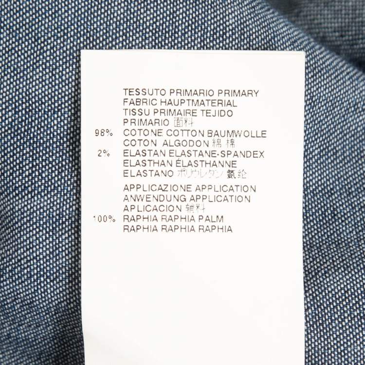 Pre Owned Dsquared2 Blue Washed Denim Raphia Trimmed Button Front Full Sleeve Shirt L