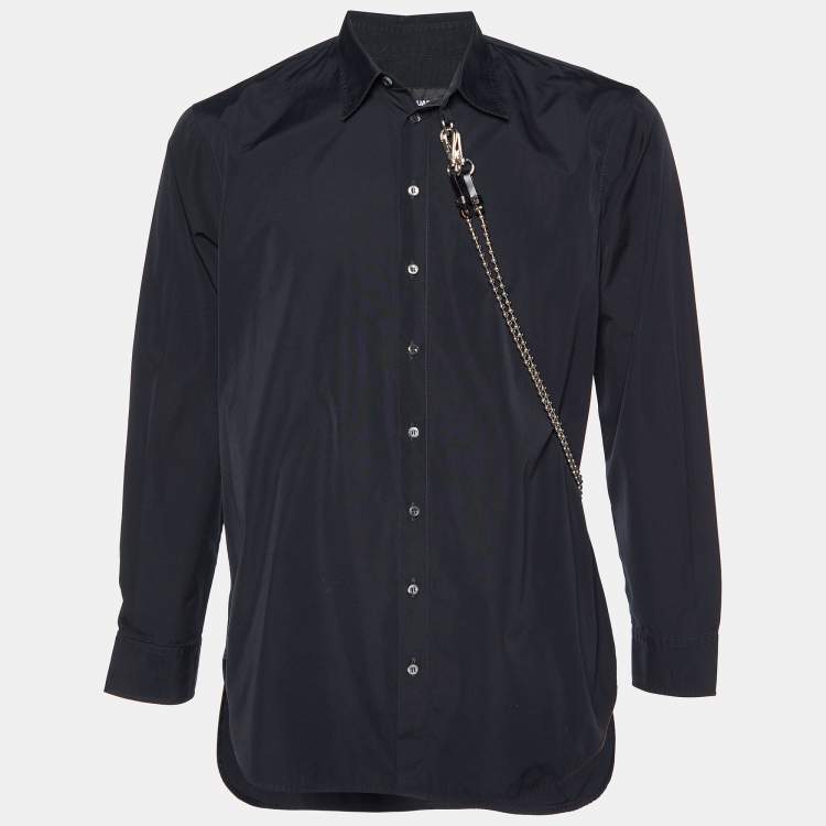 Pre Owned Dsquared2 Black Cotton Chain Detail Punk Shirt M