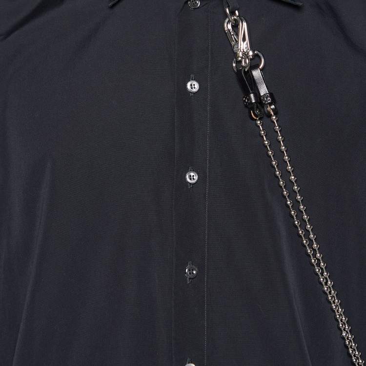 Pre Owned Dsquared2 Black Cotton Chain Detail Punk Shirt M
