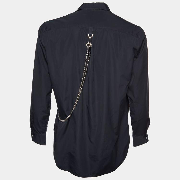 Pre Owned Dsquared2 Black Cotton Chain Detail Punk Shirt M