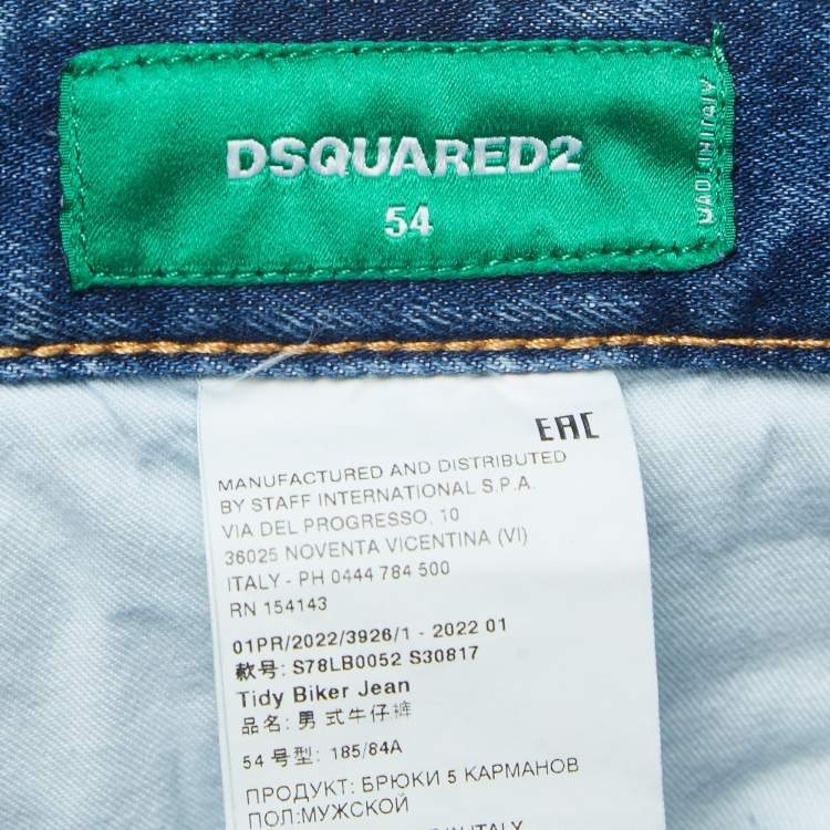Pre Owned Dsquared2 Blue Washed & Distressed Denim Jeans XXL Waist 38"