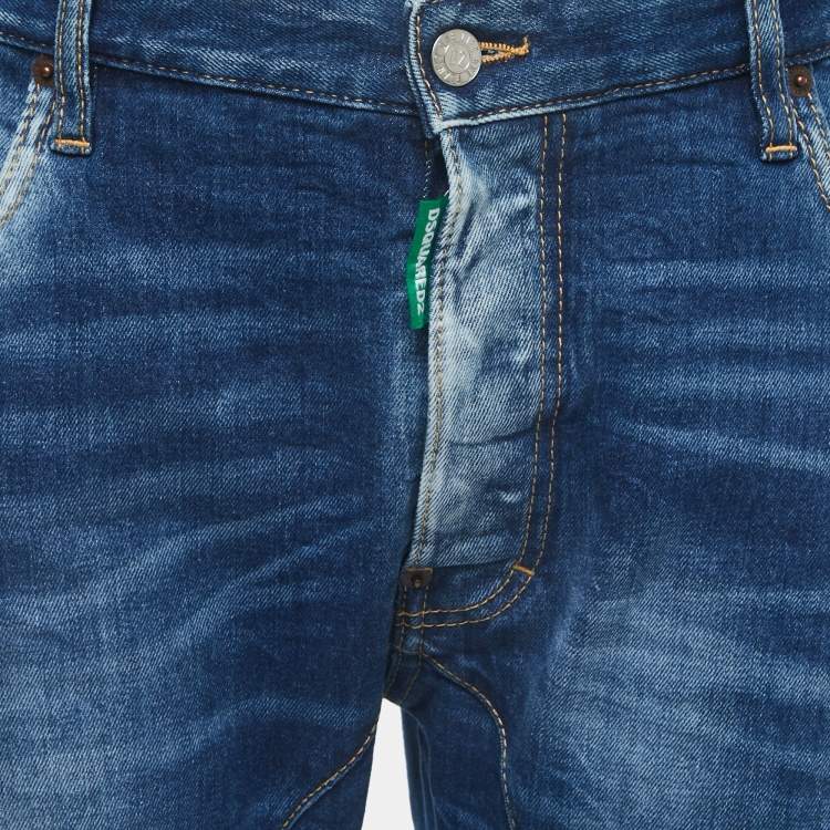 Pre Owned Dsquared2 Blue Washed & Distressed Denim Jeans XXL Waist 38"