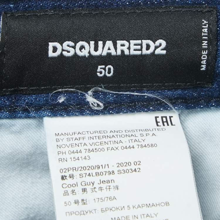 Pre Owned Dsquared2 Blue Distressed & Washed Denim Buttoned Jeans L Waist 36"