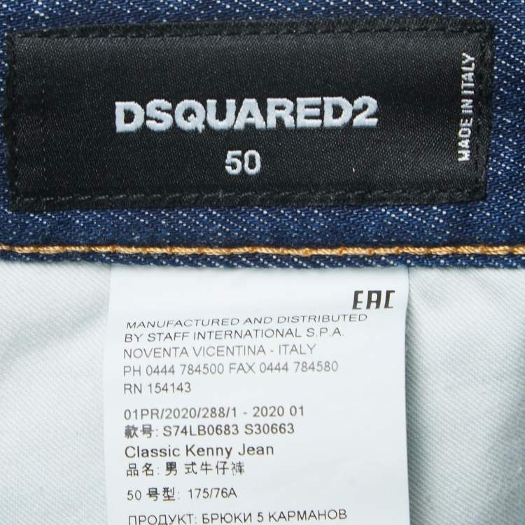 Pre Owned Dsquared2 Blue Crinkled & Distressed Denim Jeans L Waist 34"