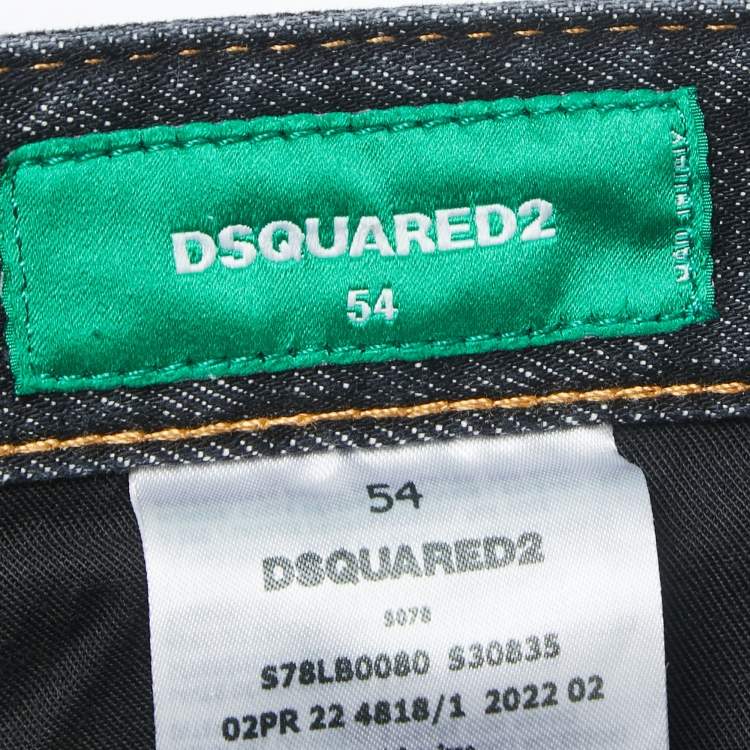 Pre Owned Dsquared2 Dark Grey Distressed Denim Buttoned Jeans XXL Waist 38"