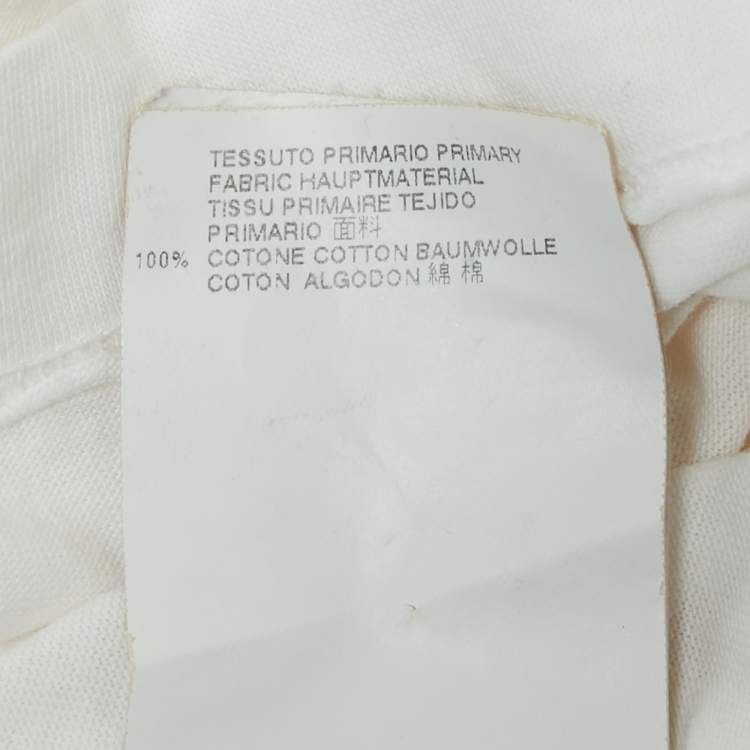 Pre Owned Dsquared2 White Champagne Print Cotton Crew Neck Half Sleeve T-Shirt M