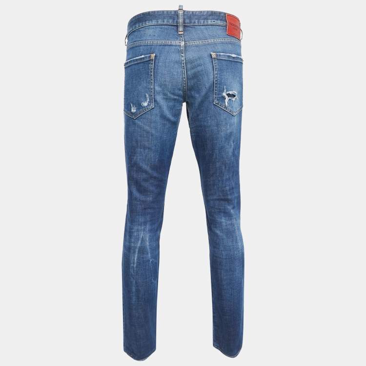 Pre Owned Dsquared2 Blue Ripped Denim Jeans 3XL Waist 39"