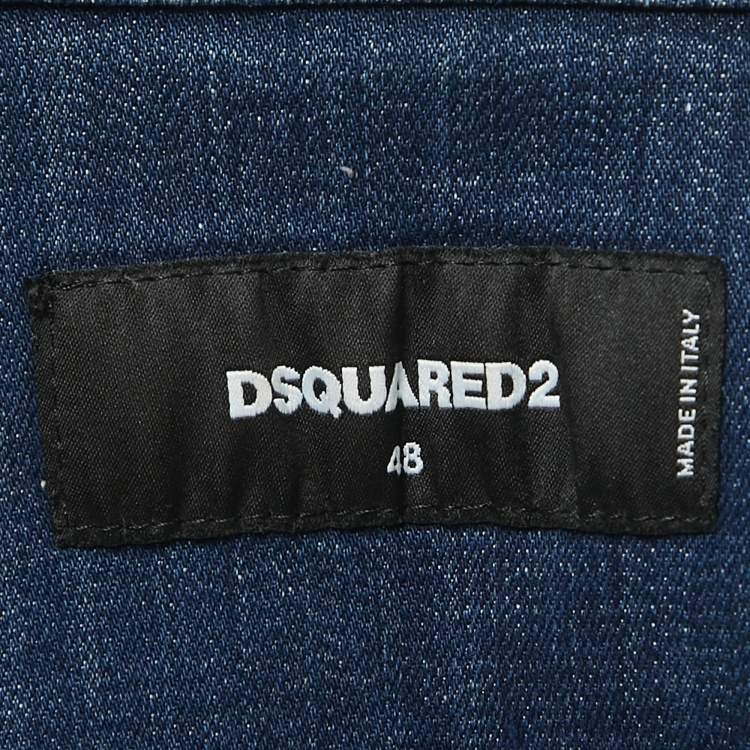 Pre Owned Dsquared2 Blue Distressed Denim Button Front Jacket M
