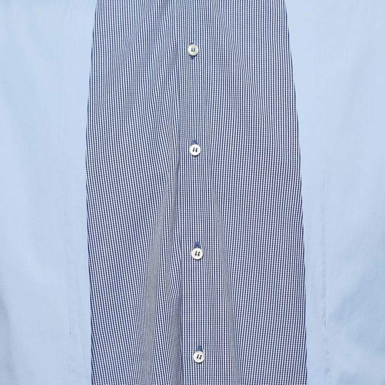 Pre Owned Dsquared2 Blue/Multicolor Colorblock Cotton Layered Shirt L