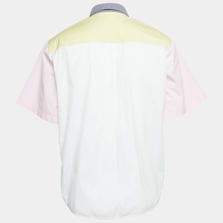 Pre Owned Dsquared2 Blue/Multicolor Colorblock Cotton Layered Shirt L