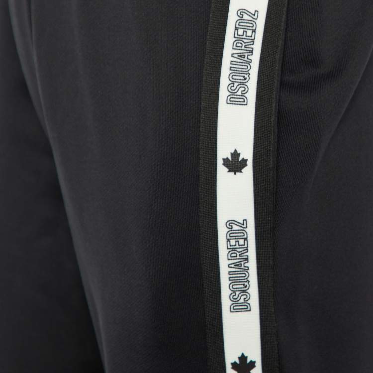 Pre Owned Dsquared2 Black Logo Print Knit Joggers S