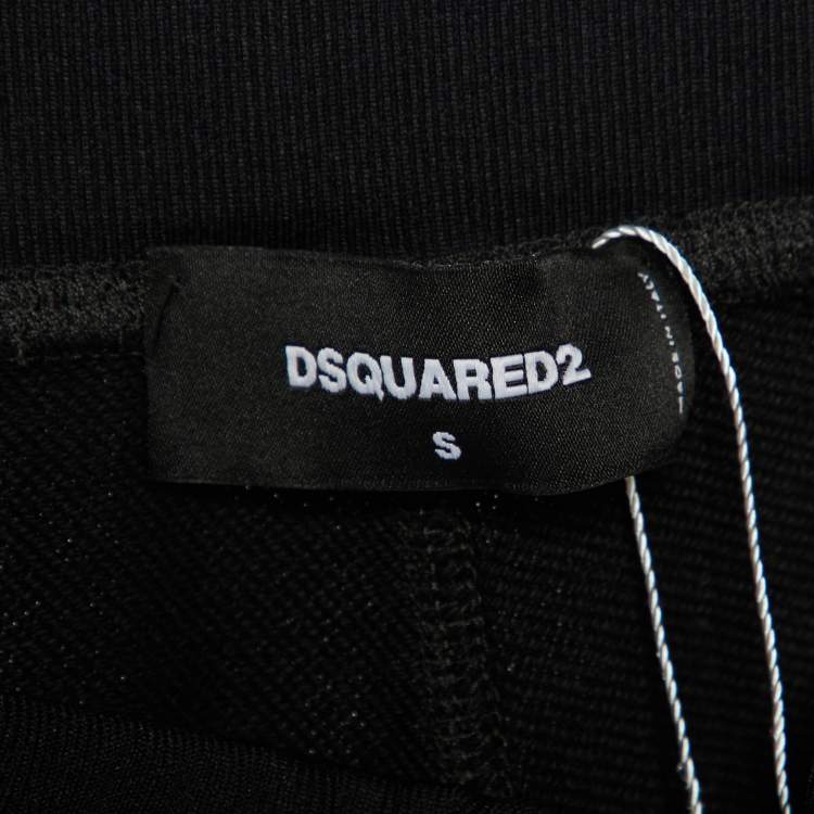 Pre Owned Dsquared2 Black Logo Print Knit Joggers S