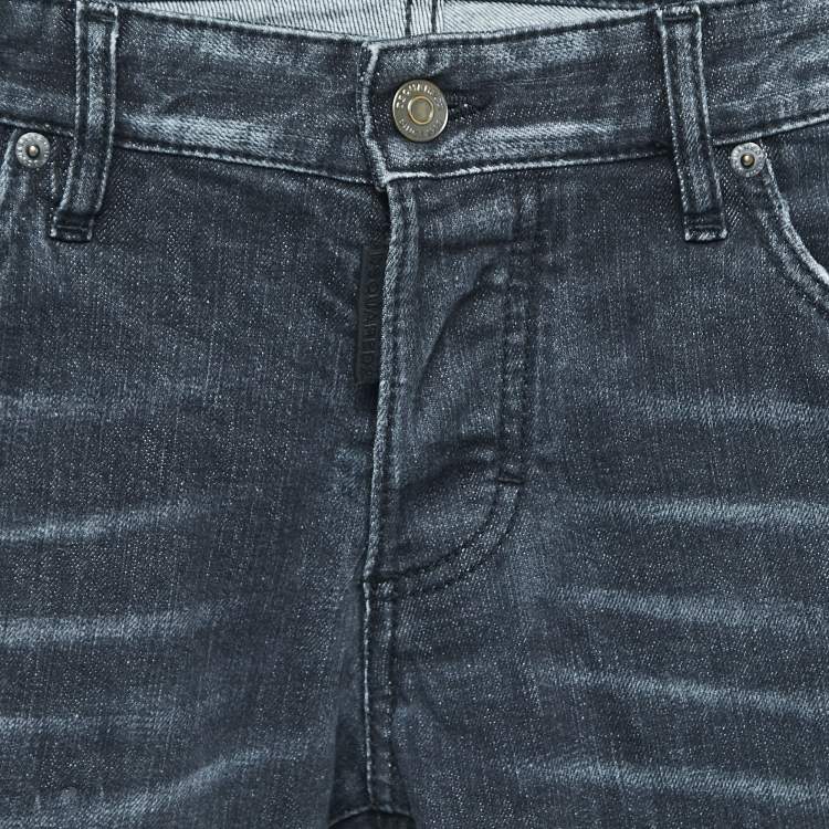 Pre Owned Dsquared2 Grey Distressed Denim Skinny Jeans M Waist 34"