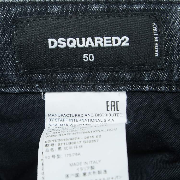 Pre Owned Dsquared2 Grey Distressed Denim Skinny Jeans L Waist 33"