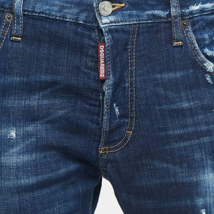 Pre Owned Dsquared2 Blue Distressed Denim Dan Skinny Jeans M Waist 34"
