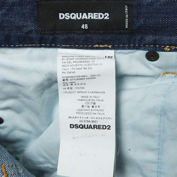 Pre Owned Dsquared2 Blue Washed Painted Effect Denim Jeans M Waist 32"
