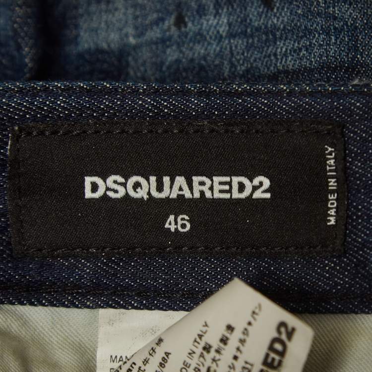 Pre Owned Dsquared2 Dark Blue Distressed Denim Jeans S Waist 32"