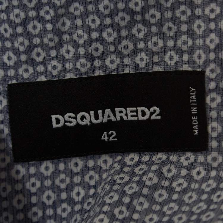 Pre Owned Dsquared2 Blue Print Cotton Button Front Full Sleeve Shirt XXS