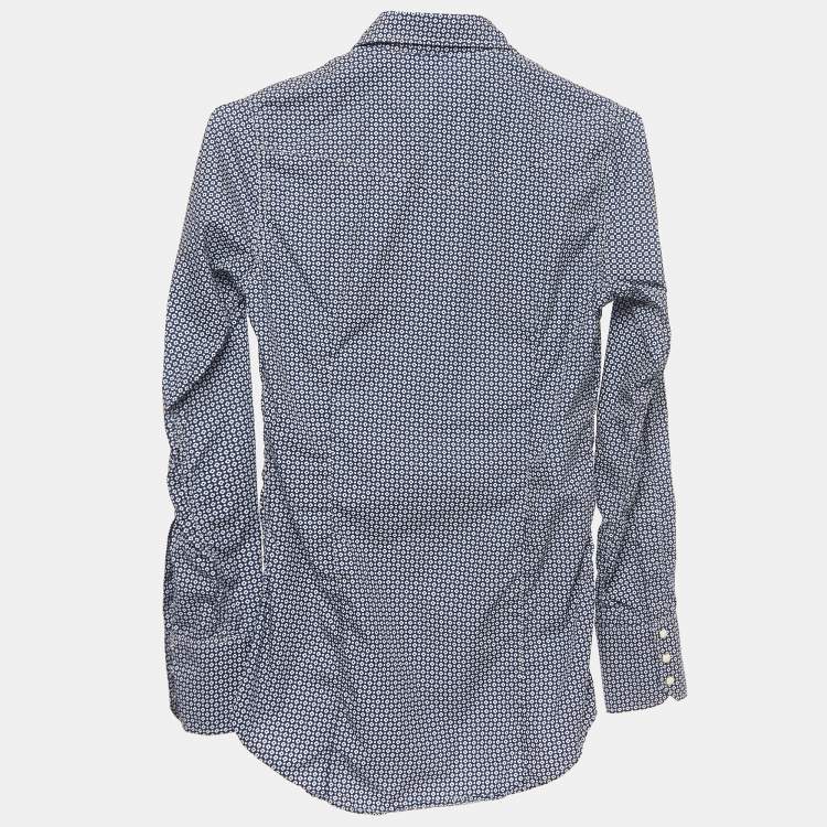 Pre Owned Dsquared2 Blue Print Cotton Button Front Full Sleeve Shirt XXS